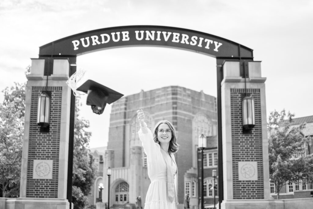 Purdue grad photo Memorial Union Gateway Arch