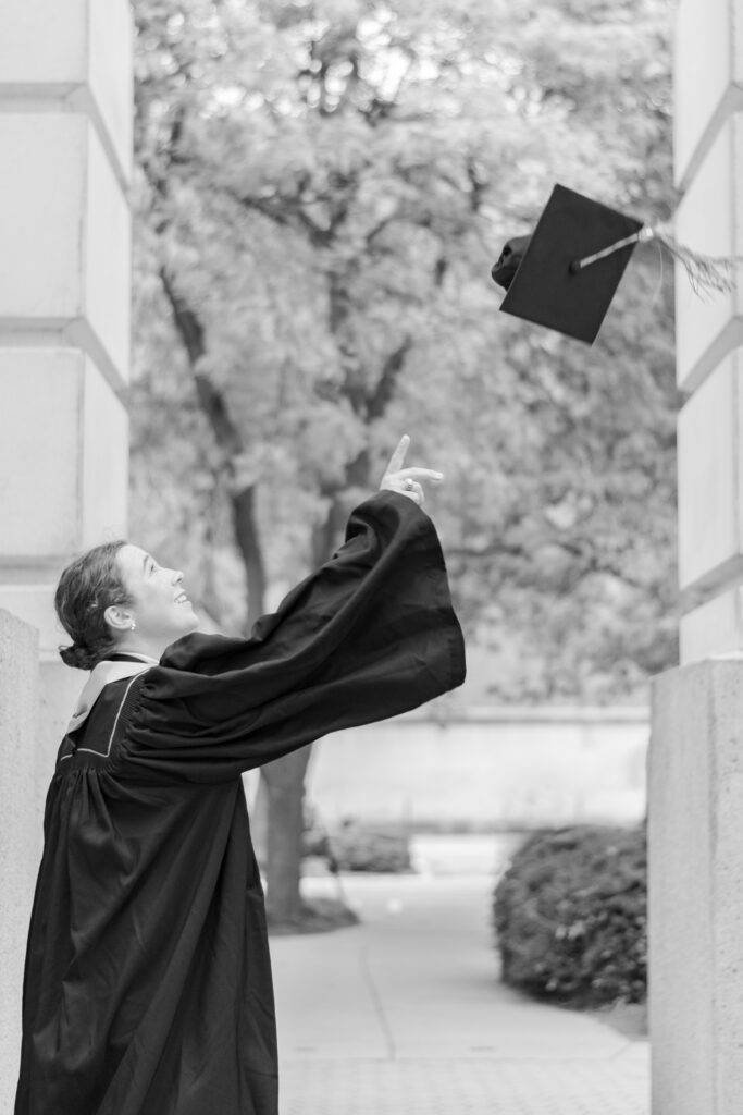 Purdue University grad photo bell tower