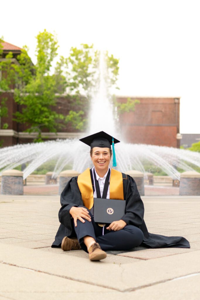 Purdue grad photo Loeb Fountain