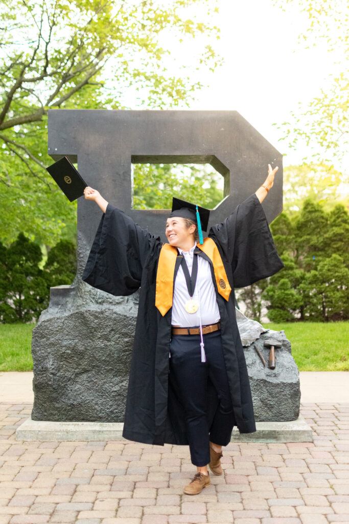 Purdue grad photo unfinished block P