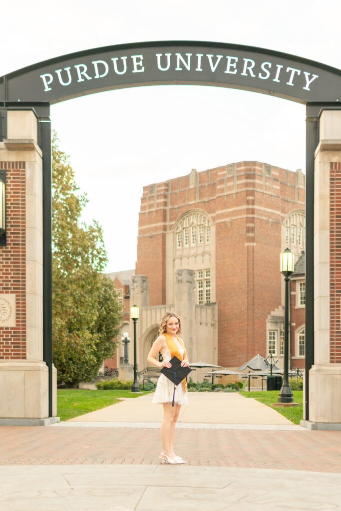Purdue grad photo Memorial Union Gateway Arch